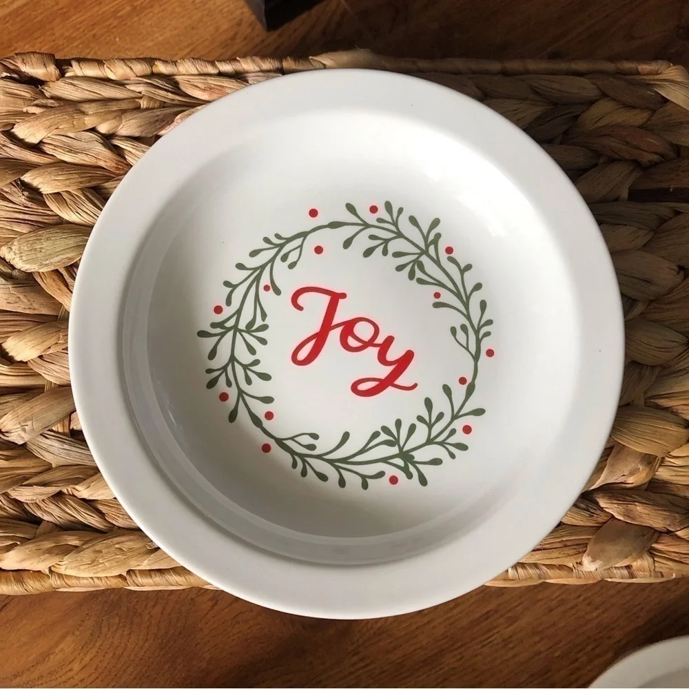 Holiday Christmas Print Ceramic dessert plates (set of 3)